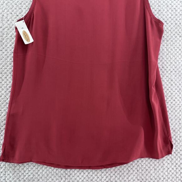 VTG Talbots Top Womens 12 Red Pure Silk Tank Sleeveless Crew Neck Career New - Picture 7 of 13